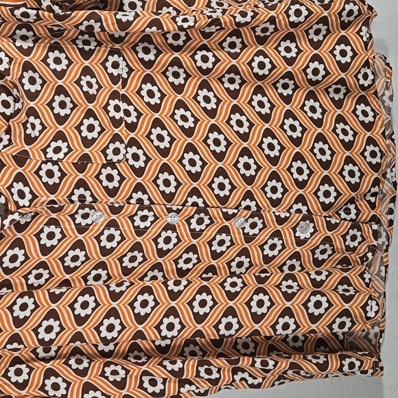 Self Esteem Retro Vintage Style Orange and Brown Blouse Size XL - Picture 4 of 6